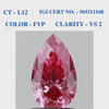 Vivid Pink Pear shaped Solitaire Diamond