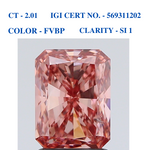 Fancy Pink Radiant shaped solitaire diamond