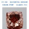 Cushion shaped brownish pink solitaire diamond